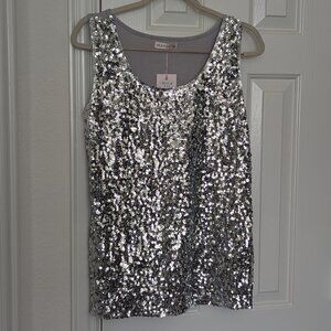 NWT Silver Sequin Tank Top - Size XXL